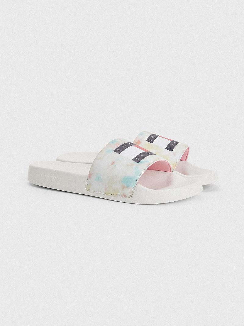 Női Tommy Hilfiger Tie-Dye Flag Pool Slide Színes | HU 623FDN